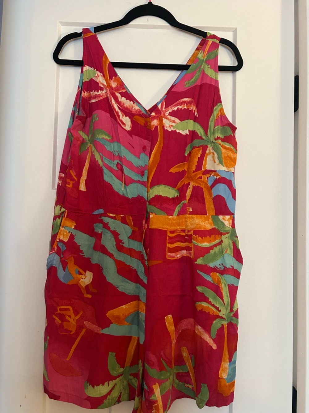 C&C California Pink Tropical Print Romper